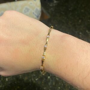 Gold Bracelet with Pink gemstones